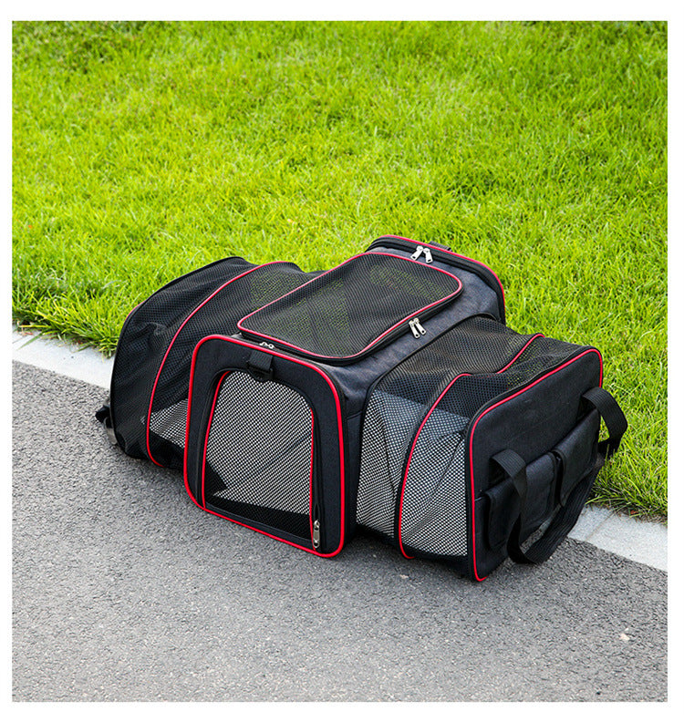 Double Expandable Pet Carrier Soft-sided Breathable Mesh Pet Travel Bag Airline Portable Large Capacity Cats Dogs Carrier Bag