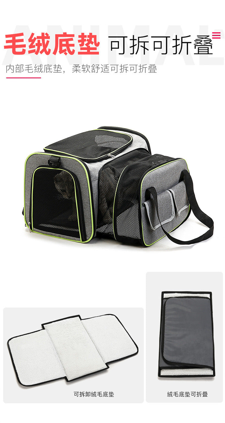 Double Expandable Pet Carrier Soft-sided Breathable Mesh Pet Travel Bag Airline Portable Large Capacity Cats Dogs Carrier Bag