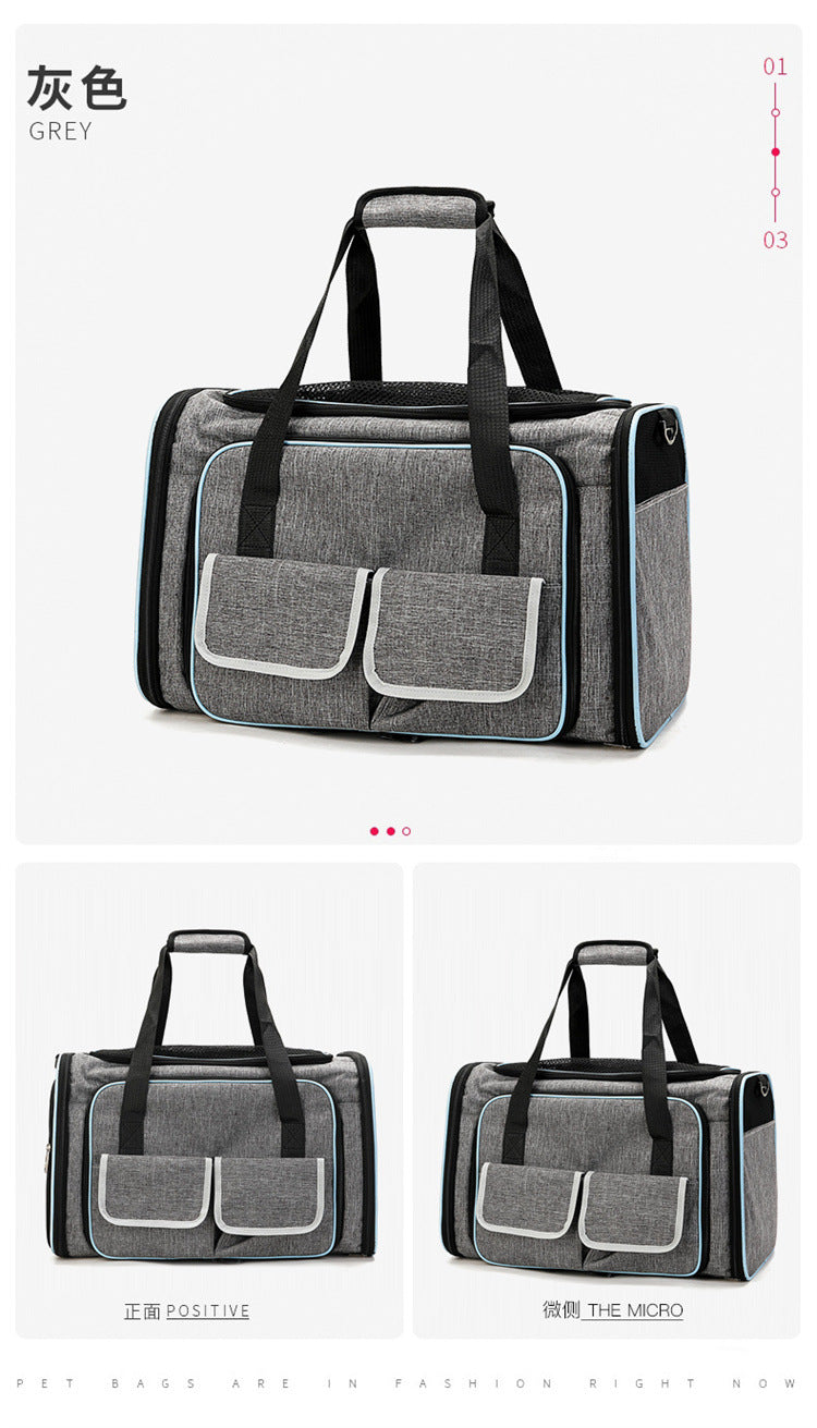 Double Expandable Pet Carrier Soft-sided Breathable Mesh Pet Travel Bag Airline Portable Large Capacity Cats Dogs Carrier Bag