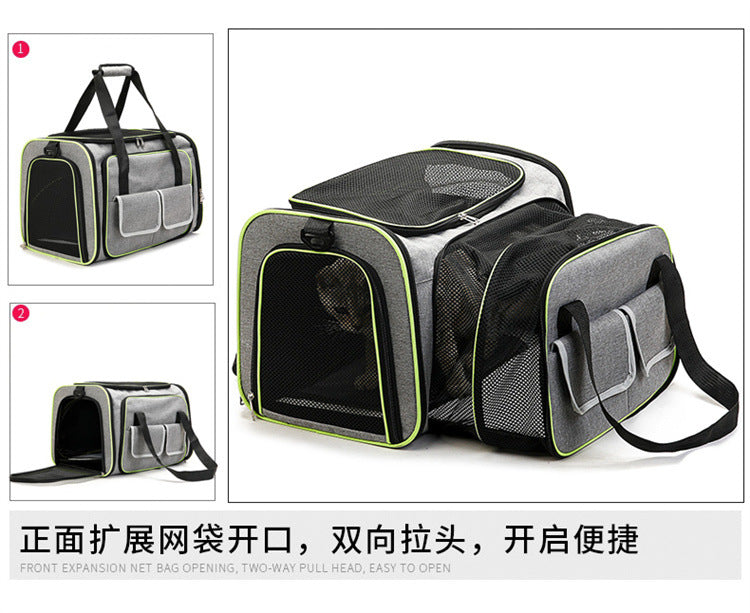 Double Expandable Pet Carrier Soft-sided Breathable Mesh Pet Travel Bag Airline Portable Large Capacity Cats Dogs Carrier Bag