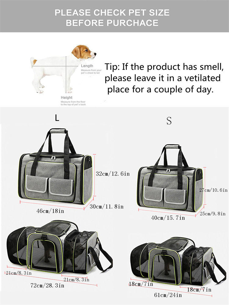 Double Expandable Pet Carrier Soft-sided Breathable Mesh Pet Travel Bag Airline Portable Large Capacity Cats Dogs Carrier Bag