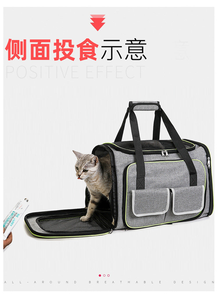 Double Expandable Pet Carrier Soft-sided Breathable Mesh Pet Travel Bag Airline Portable Large Capacity Cats Dogs Carrier Bag
