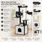 PAWZ Road Cat Tree with Litter Box Enclosure, 56.7-Inch Modern Cat Tower with Storage Cabinet and Spacious Wood Cat Condo, Sisal Covered Scratching Post and Repalcable Dangling Balls#Dealsforyoudays