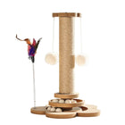 Pawaboo 9.45'' Cat Scratching Post, Cat Scratcher Tree Tower Scratching Posts for Indoor Cats, Sisal Kitten Scratch Posts Trees with Hanging Fluffy Balls and Track Balls, Furniture Protector Cat Toys Wood