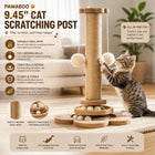 Pawaboo 9.45'' Cat Scratching Post, Cat Scratcher Tree Tower Scratching Posts for Indoor Cats, Sisal Kitten Scratch Posts Trees with Hanging Fluffy Balls and Track Balls, Furniture Protector Cat Toys Wood