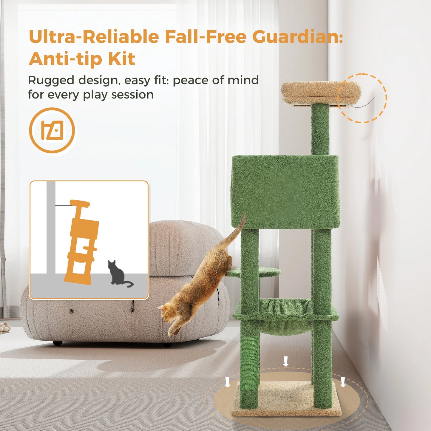 Multi-Level Cat Tree Tower with Scratching Posts, Condo, Hammock, Cat Scratching Board,Cat Accessories,Cat Furniture,Indoor Cats