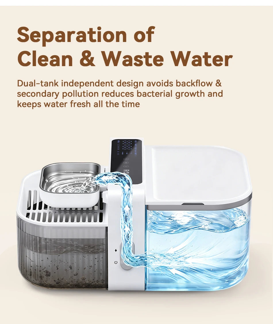 ROJECO 3.5L Wireless Pet Water Fountain Cat Water Dispenser 2000mAh Automatic Sewage Separation Cat Drinking Fountain Supplies