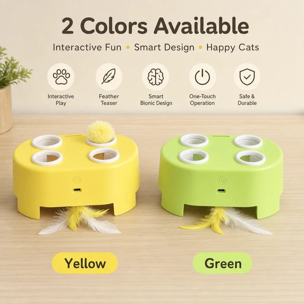 Automatic Cat Puzzle Toy, Intelligent Sensing Auto Start‑Stop Cat Interactive Toy with Multiple Speed Modes, Bite‑Resistant Dura