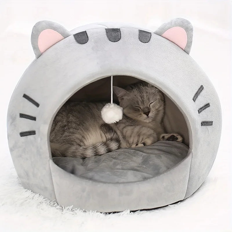 Cartoon Cat Bed Sleeping Dog Basket Tent Puppy Cave Sofa Pet Bed Small and Medium Cats House Cozy Kitten Cave Cushion
