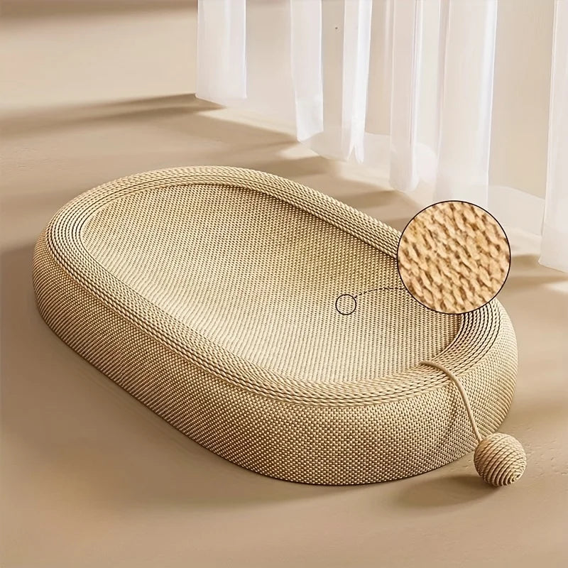 59x39cm Cat Durable Sleep Play Natural Sisal Scratching Board with Built in Cat Litter Box Claw Care Toy Use in All Four Seasons
