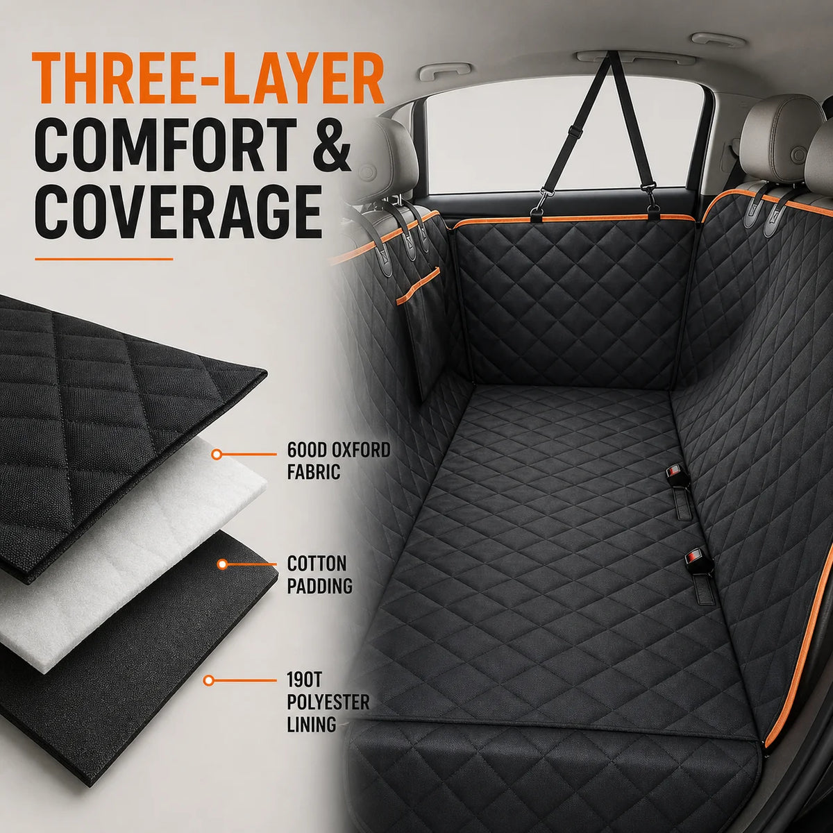 Waterproof Dog Car Seat Cover Heavy Duty 600D Oxford Pet Hammock for Back Seat Trucks SUVs Premium Quality 2026