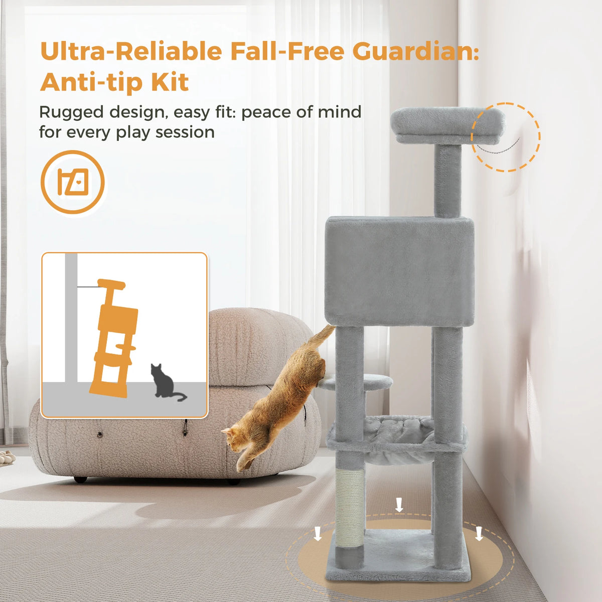 Multi-Level Cat Tree Tower with Scratching Posts, Condo, Hammock, Cat Scratching Board,Cat Accessories,Cat Furniture,Indoor Cats