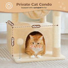 4-in-1 Cat Tree with Large Cat Condo, Sisal Scratching Post, Deep Hammock, Cozy Top Perch, Small Cat Tower for Indoor, Cat Toys