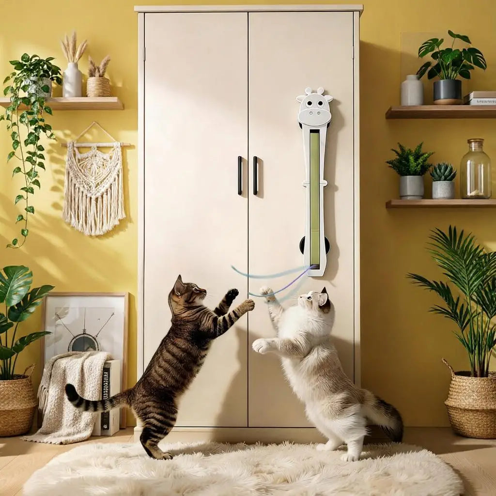 Automatic Cat Teaser Wall Mount Interactive Moving Toy Electric Pet Games Kitten Exercise Mental Stimulation Play for Indoor