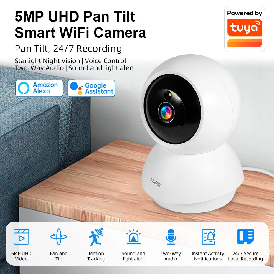 FUERS 4K 8MP WiFi IP Pet Camera Dog Camera Tuya Smart Home Security Wireless Surveillance Camera Baby Monitor Mini Cam
