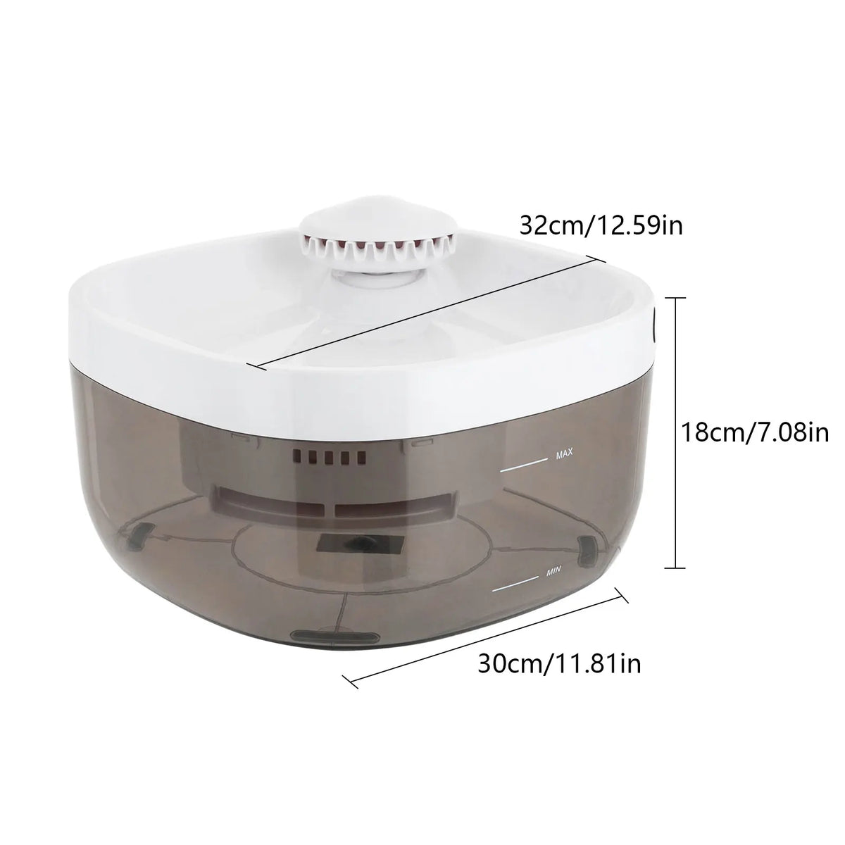 Pet Water Fountain 1.85Gal Large Capacity, Ultra-Quiet 30dB Cat Drinking Dispenser with 2 Filters, 5V USB Pump Auto Circulating, Anti-Dry Burn for Dogs Cats, White