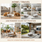 Pet Water Fountain 1.85Gal Large Capacity, Ultra-Quiet 30dB Cat Drinking Dispenser with 2 Filters, 5V USB Pump Auto Circulating, Anti-Dry Burn for Dogs Cats, White