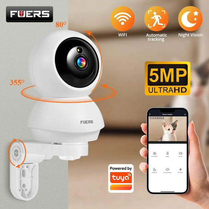 FUERS 4K 8MP WiFi IP Pet Camera Dog Camera Tuya Smart Home Security Wireless Surveillance Camera Baby Monitor Mini Cam
