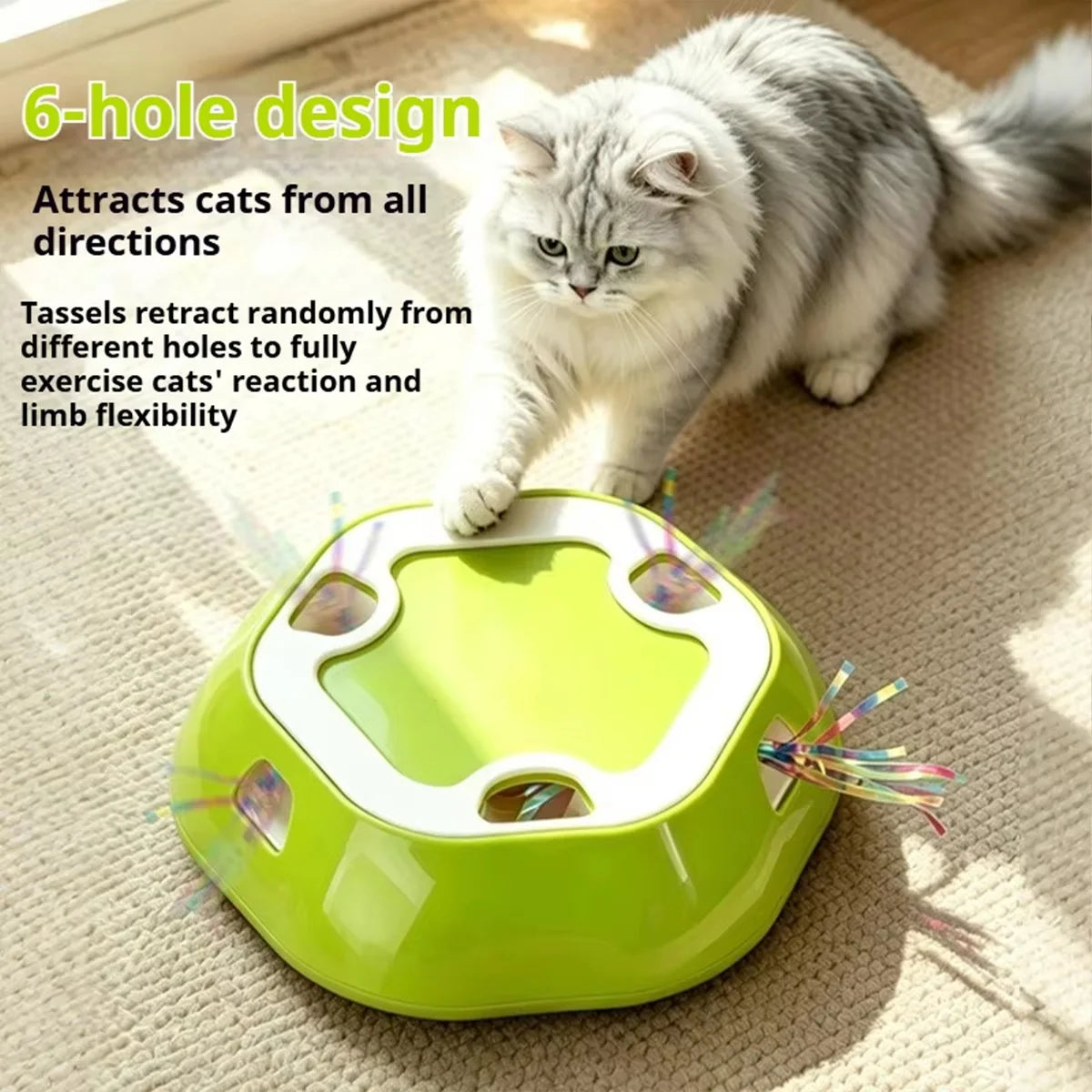 Automatic Whack-A-Mole Cat Toy Motion Activated Random Interactive Enrichment Anti-Tip Stable Indoor Exercise Play Toy for Cats