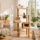 5-Tier 55' Cat Tree with Hammock & Transparent Space Capsule, Wooden Cat Tower with Scratching Posts, Cozy Multi-Level Activity Center for Indoor Cats 140cm
