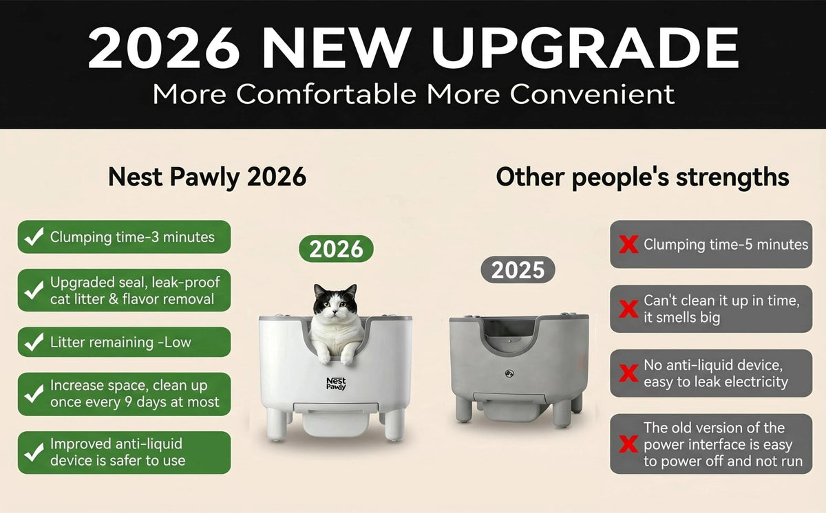 2026 New NestPawly M07 Self-Cleaning Litter Box - Open-Top Automatic Cat Litter Box with Odor Control, Safety Features, and Easy Maintenance