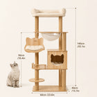 5-Tier 55' Cat Tree with Hammock & Transparent Space Capsule, Wooden Cat Tower with Scratching Posts, Cozy Multi-Level Activity Center for Indoor Cats 140cm
