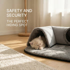 2 In 1 Cat Tunnel Bed With Soft Plush Cushion Multisize Warm Hideaway Cave With Hanging Pom-pom Toy Interactive Play Rest House Washable Pet Sleeping Mat For Kitten Small Indoor Cats