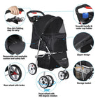 Dog Stroller 3/4-Wheels w/Storage Basket & Cup Holder Foldable Cat Pet Stroller