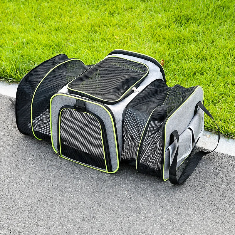Double Expandable Pet Carrier Soft-sided Breathable Mesh Pet Travel Bag Airline Portable Large Capacity Cats Dogs Carrier Bag