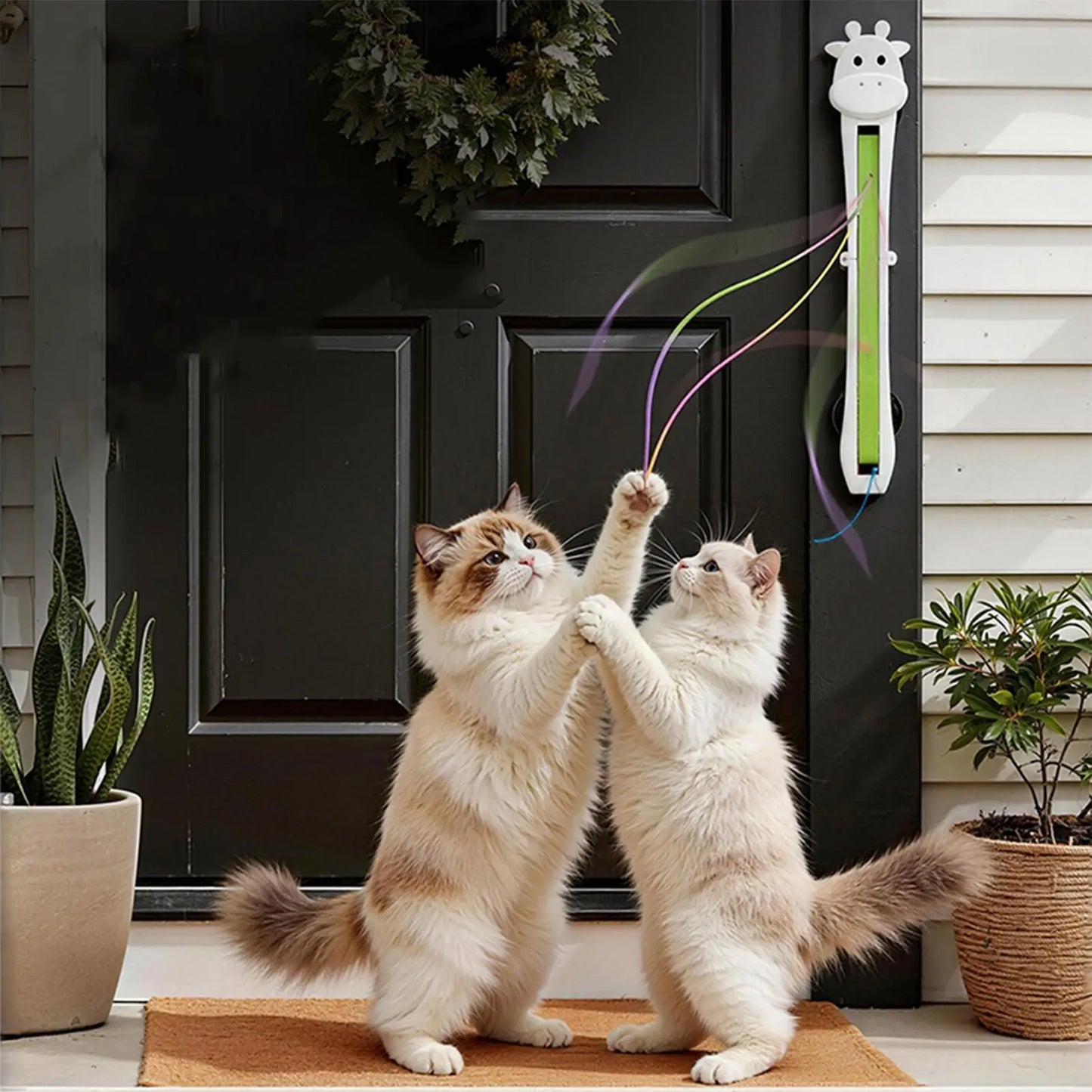 Automatic Cat Teaser Wall Mount Interactive Moving Toy Electric Pet Games Kitten Exercise Mental Stimulation Play for Indoor