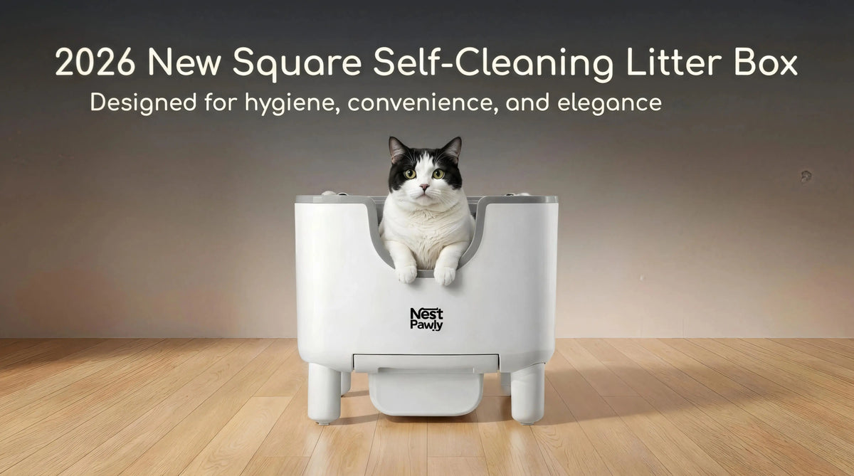 2026 New NestPawly M07 Self-Cleaning Litter Box - Open-Top Automatic Cat Litter Box with Odor Control, Safety Features, and Easy Maintenance