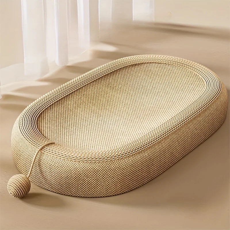 59x39cm Cat Durable Sleep Play Natural Sisal Scratching Board with Built in Cat Litter Box Claw Care Toy Use in All Four Seasons