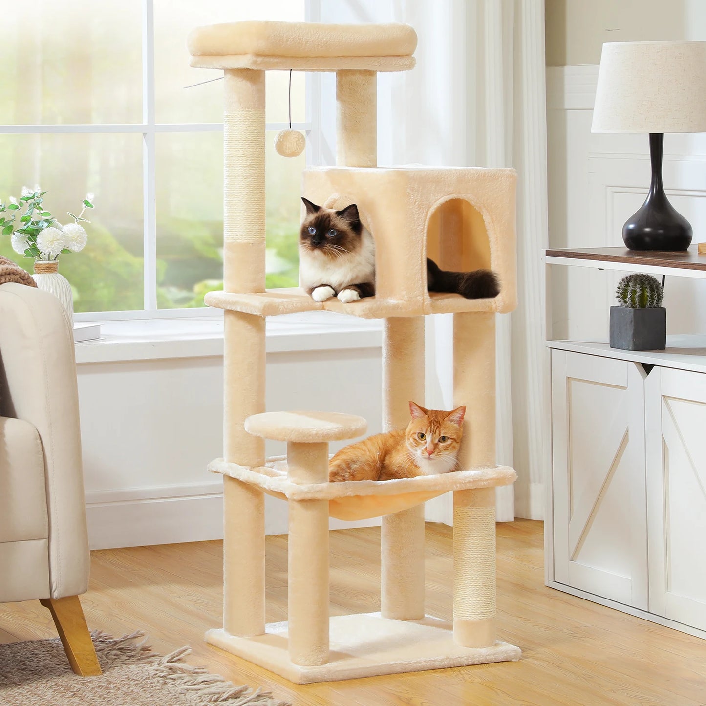 Multi-Level Cat Tree Tower with Scratching Posts, Condo, Hammock, Cat Scratching Board,Cat Accessories,Cat Furniture,Indoor Cats