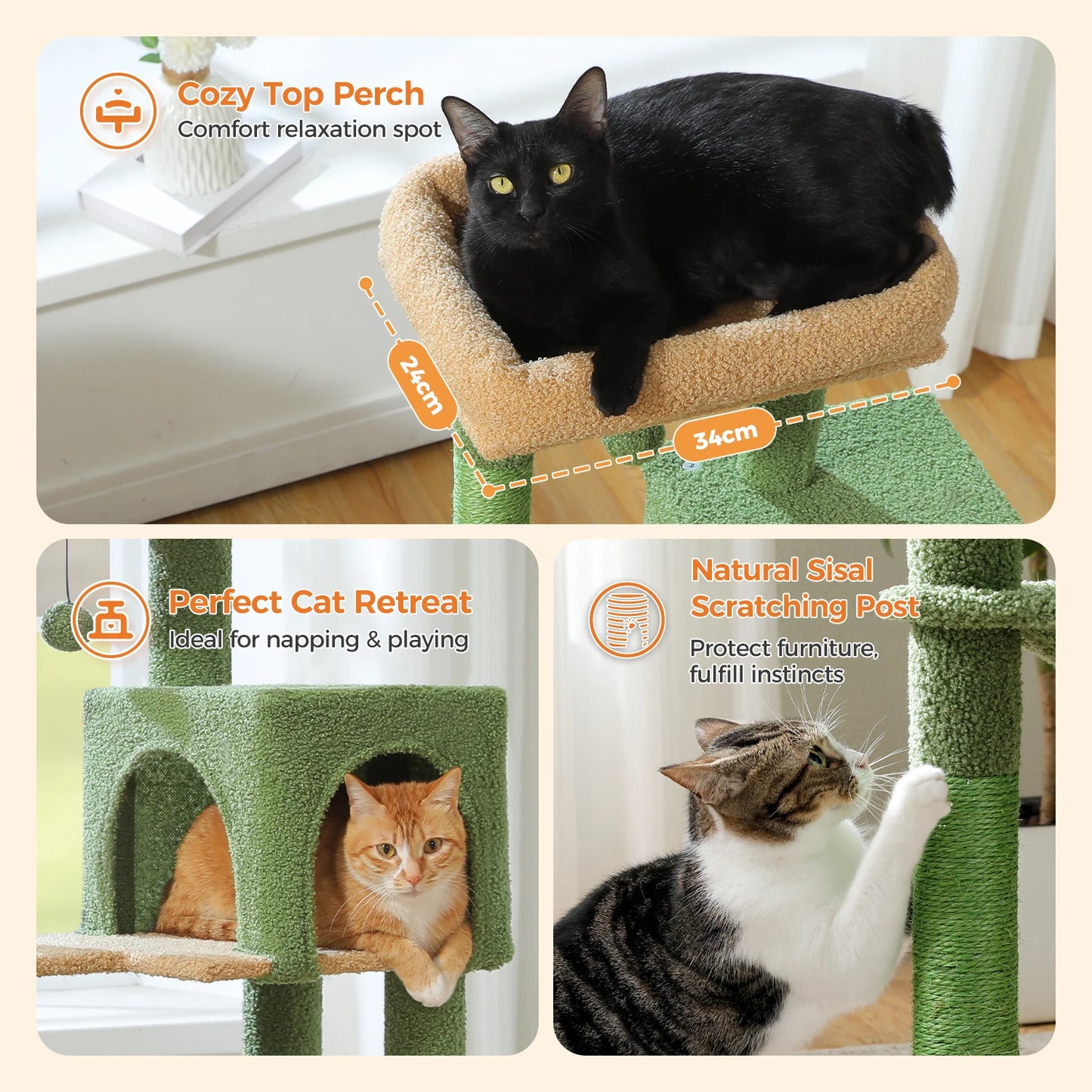 Multi-Level Cat Tree Tower with Scratching Posts, Condo, Hammock, Cat Scratching Board,Cat Accessories,Cat Furniture,Indoor Cats