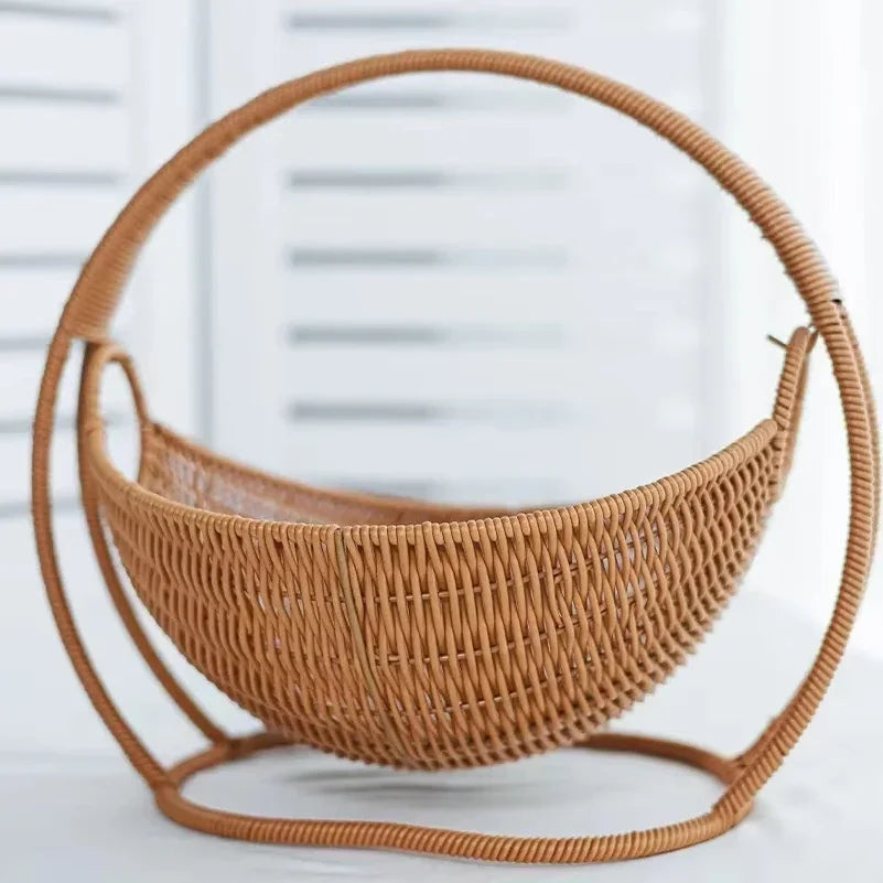 Faux Woven Cat Bed Semi Enclosed Cat Cave Bed Waterproof Indoor Cat House Basket Style Pet Bed for Cats