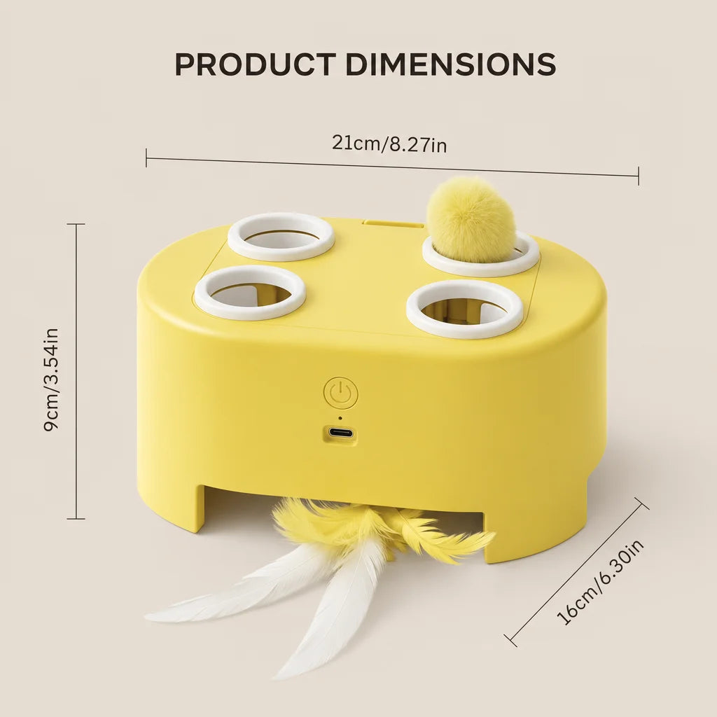 Automatic Cat Puzzle Toy, Intelligent Sensing Auto Start‑Stop Cat Interactive Toy with Multiple Speed Modes, Bite‑Resistant Dura