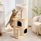 40.9-Inch Modern Wooden Cat Tree for Indoor Cats, Multi-Level Cat Tower with Double Cat Condo, Plush Top Bed, Sisal Scratching Posts and Climbing Platforms