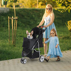 Dog Stroller 3/4-Wheels w/Storage Basket & Cup Holder Foldable Cat Pet Stroller
