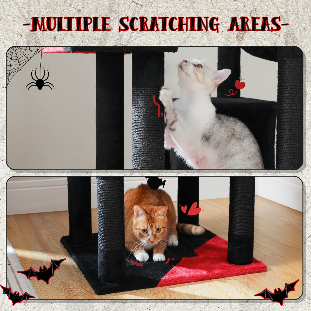 Multi-Level Cat Tree Tower with Scratching Posts, Condo, Hammock, Cat Scratching Board,Cat Accessories,Cat Furniture,Indoor Cats