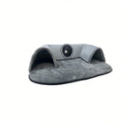 2 In 1 Cat Tunnel Bed With Soft Plush Cushion Multisize Warm Hideaway Cave With Hanging Pom-pom Toy Interactive Play Rest House Washable Pet Sleeping Mat For Kitten Small Indoor Cats