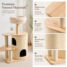 40.9-Inch Modern Wooden Cat Tree for Indoor Cats, Multi-Level Cat Tower with Double Cat Condo, Plush Top Bed, Sisal Scratching Posts and Climbing Platforms