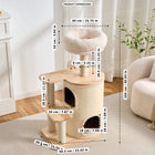 40.9-Inch Modern Wooden Cat Tree for Indoor Cats, Multi-Level Cat Tower with Double Cat Condo, Plush Top Bed, Sisal Scratching Posts and Climbing Platforms