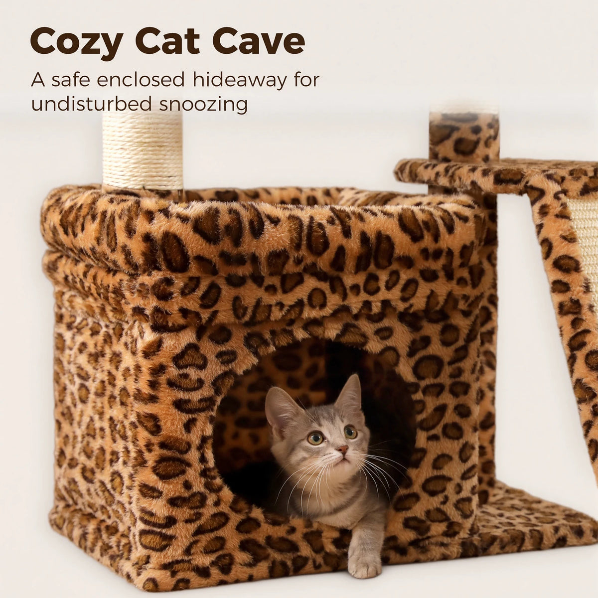 Small Cat Tree for Indoor Cat Tower with Sisal Scratching Post and Pad Wide Top Perch Large Cat Condo Cat Scratchers Cat Toys