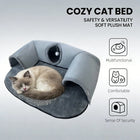 2 In 1 Cat Tunnel Bed With Soft Plush Cushion Multisize Warm Hideaway Cave With Hanging Pom-pom Toy Interactive Play Rest House Washable Pet Sleeping Mat For Kitten Small Indoor Cats
