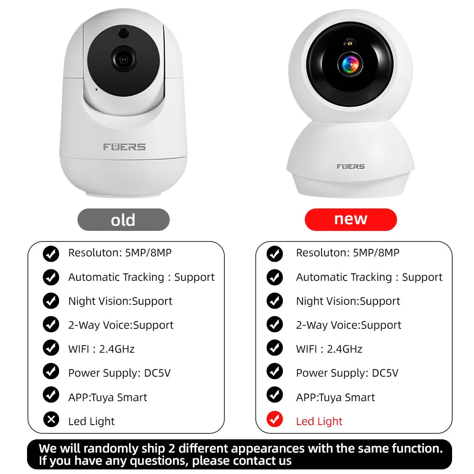 FUERS 4K 8MP WiFi IP Pet Camera Dog Camera Tuya Smart Home Security Wireless Surveillance Camera Baby Monitor Mini Cam