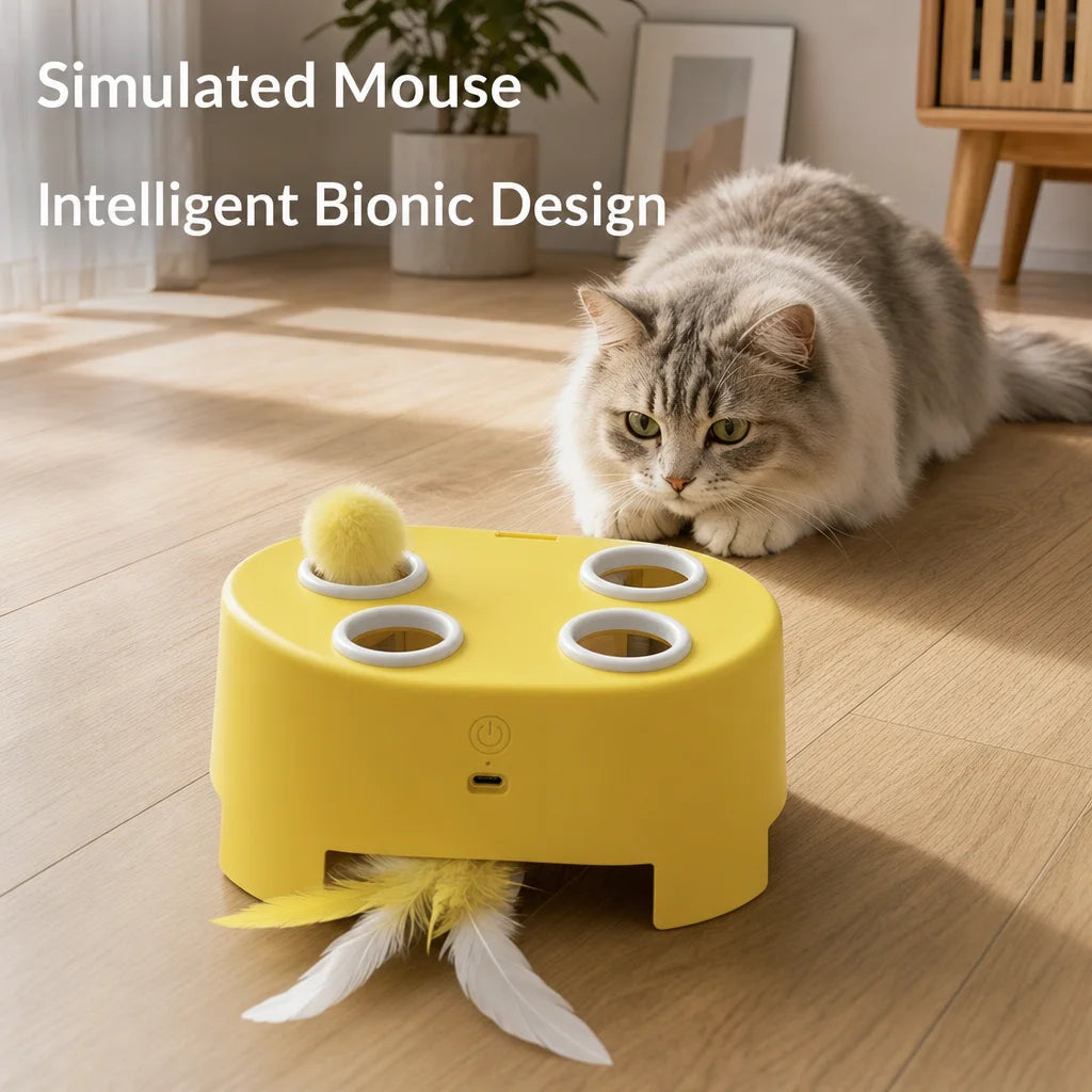 Automatic Cat Puzzle Toy, Intelligent Sensing Auto Start‑Stop Cat Interactive Toy with Multiple Speed Modes, Bite‑Resistant Dura