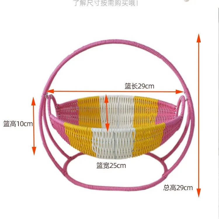 Faux Woven Cat Bed Semi Enclosed Cat Cave Bed Waterproof Indoor Cat House Basket Style Pet Bed for Cats