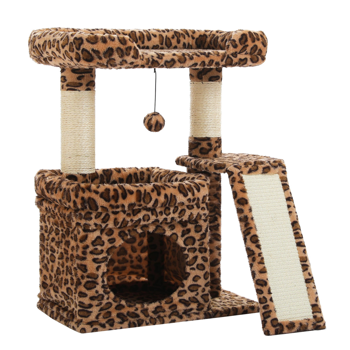 Small Cat Tree for Indoor Cat Tower with Sisal Scratching Post and Pad Wide Top Perch Large Cat Condo Cat Scratchers Cat Toys