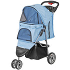 Dog Stroller 3/4-Wheels w/Storage Basket & Cup Holder Foldable Cat Pet Stroller