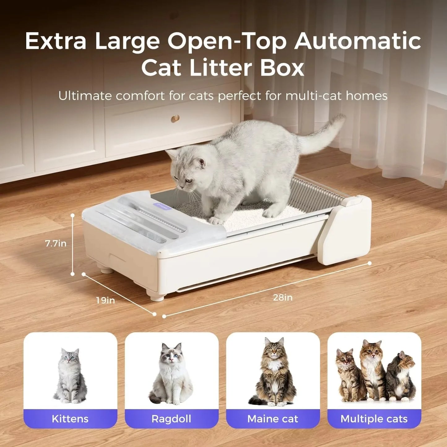 FurStarSelf Cleaning Litter Box, Upgraded Open-Top Automatic Cat Litter Box For Multiple Cats, Weight Sensors Safety Protection